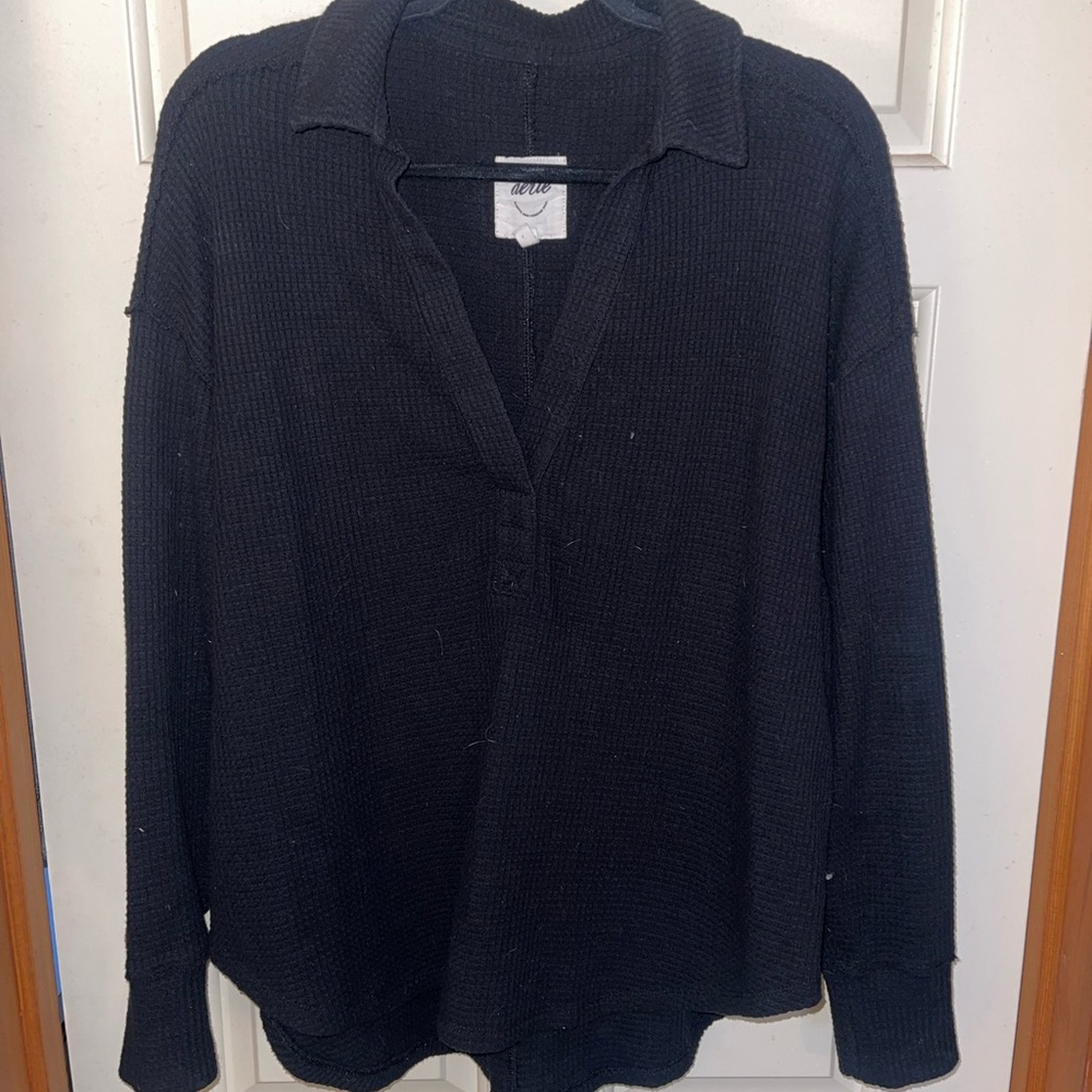 Aerie Black V-Neck Sweater